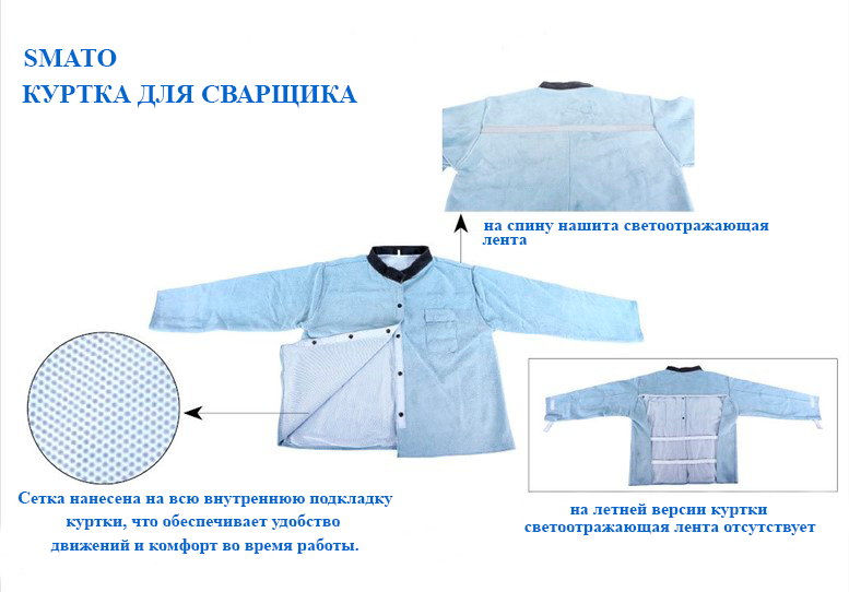 картинка Рабочая куртка для сварщика из спилковой кожи SMATO, летняя от магазина Велдинг